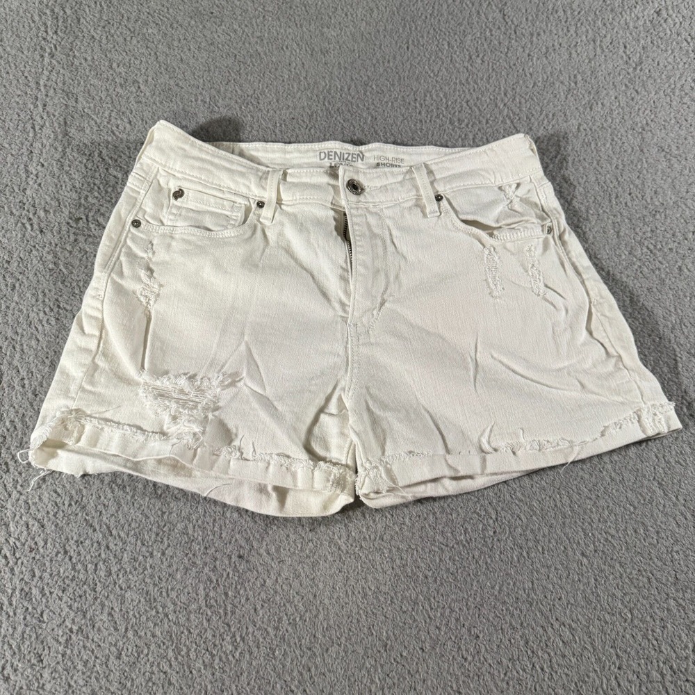 Levi's Denizen Shorts White‎ Women's Size 8 Womens High Rise Pocket Button Zip